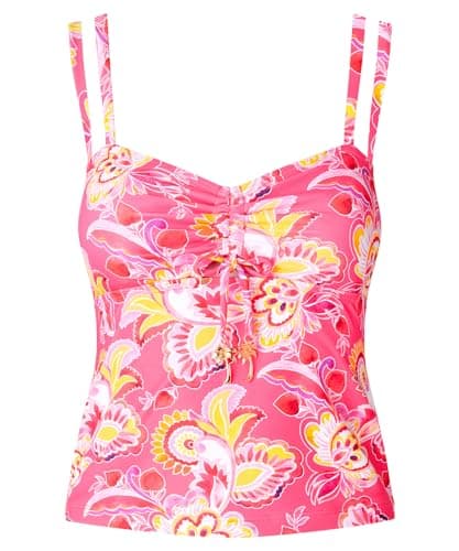 Image of Joe Browns Women's Recycled Content Bright Paisley Floral Double Strap Tankini Top, Pink Multi, 14