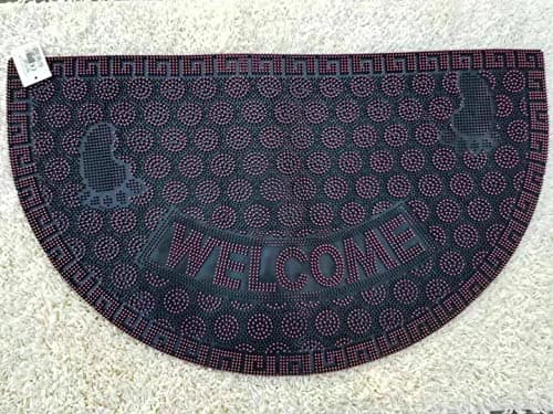 Image of Householdfurnishing Luxury Heavy Duty Rubber Doormats Welcome Mat Outdoor Front Door Mat Halfmoon (Black Red, Half Moon 45 x 75 cm)