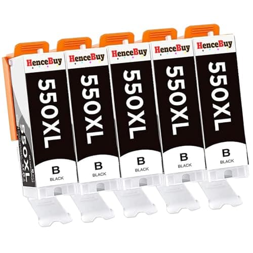 Image of HenceBuy 550XL PGBK Ink Cartridges Compatible for Canon PGI-550XL 550 XL Black Ink for Pixma iP7250 MG7150 MG5650 MX925 iX6850 MG7550 MG5550 MX920 MG6650 MG6350 MG6450 MX725 IP7200 IP8750 (5 PGBK)