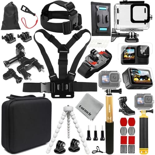 Image of Gurmoir Accessory Kit for Gopro Hero 13 12 11 10 9 Camera, Essential Accessories Kit with Waterproof Case Backpack Strap Floating Grip Bundle Pack for Gopro 13 12 11 10 9 Camera(DT16)