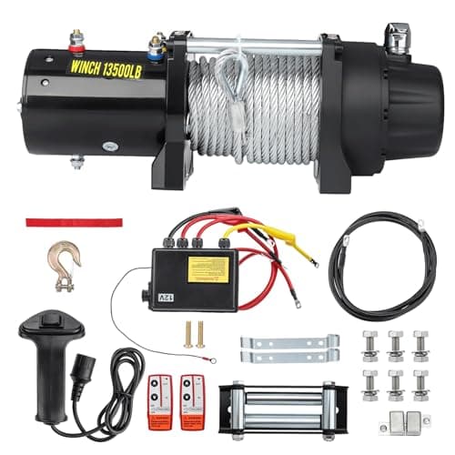 Image of FLASHEVER 13500lb Electric Winch 12V, Waterproof Offroad Recovery Winch with Steel Cable, 2 Wireless Remote & Wired Remote, Heavy Duty Motor & Sealed Solenoid, for Truck Jeep ATV UTV Boat Trailer