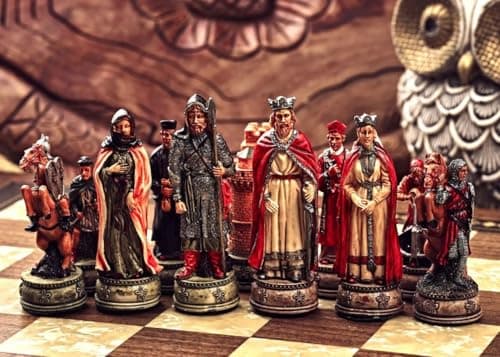 Image of Arthurian Legends Handmade Chess Set – King Arthur & Knights, King 8.5 cm, Multiple Board Options