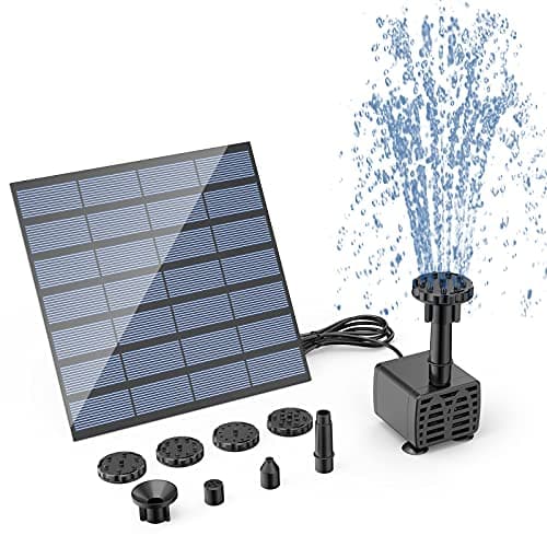 Image of AISITIN DIY Solar Fountain Pump, Solar Panel Pond Powered Water Feature Pump with 6 Nozzles, DIY Fountain for Garden, Bird bath, Aquarium