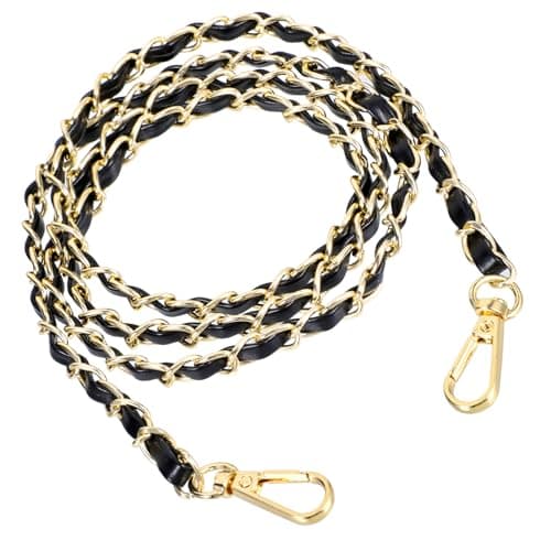 Image of Lusofie 47.2" Metal Chain Strap, Chain Purse Strap, DIY Purse Chains Accessories for Shoulder Bag Crossbody and Handbag with Metal Buckles(Black and Gold)