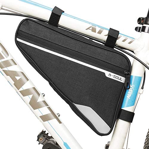 Image of VOANZO Bike Storage Frame Bag, Waterproof Bicycle Triangle Bag Big Capacity Saddle Bag for Road Mountain Cycling 290 x 200 x 50 mm (Black)