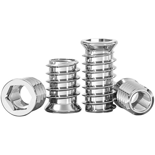 Image of M4 Threaded Inserts 15mm, M4 Threaded Inserts for Wood, Zinc Alloy Insert Nuts, Hex Drive Knurled Nutserts, for Wood Furniture, DIY (Pack of 40)
