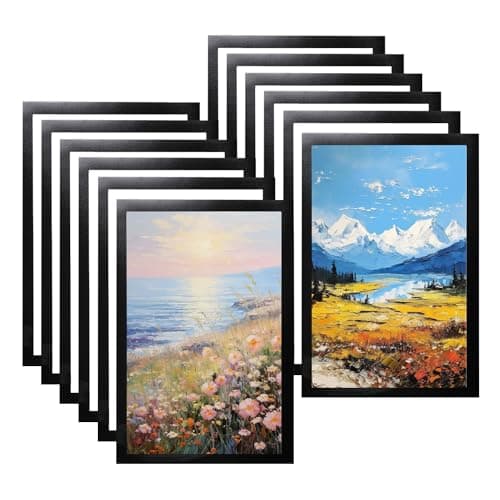Image of WUBAYI 12pcs A4 Magnetic Photo Frames, Self Adhesive Magnetic Picture A4 Frame Holder Waterproof Clear Sign Holders for Paintings, Photos, Notices, Certificate, Poster