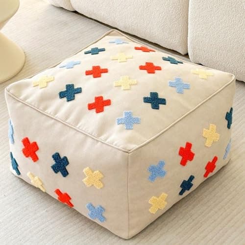 Image of KKTX stuffed Rectangular Fabric Pouf, Elevate Your Living Room Decor, Foot Rest, Footstool, Pouffe Seat for Balcony Office Indoor1,45X30CM