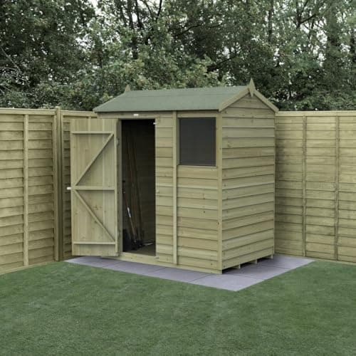 Image of Forest Garden Reverse Apex Shed 6x4 |Single Door |1 Window |Including Wooden Shed Base |25 Year Anti-Rot Guarantee