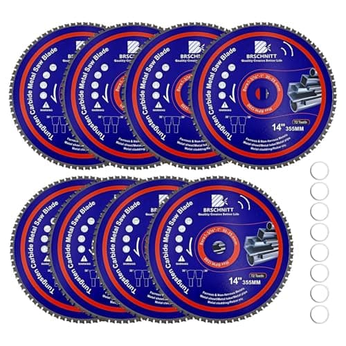 Image of 355MM Metal Cutting Circular Saw Blade - BRSCHNITT 10pcs Tungsten Carbide Tipped TCT Saw Blades for Iron, Iron Pipe, Ferrous Metals 72T Arbor:30/25.4MM