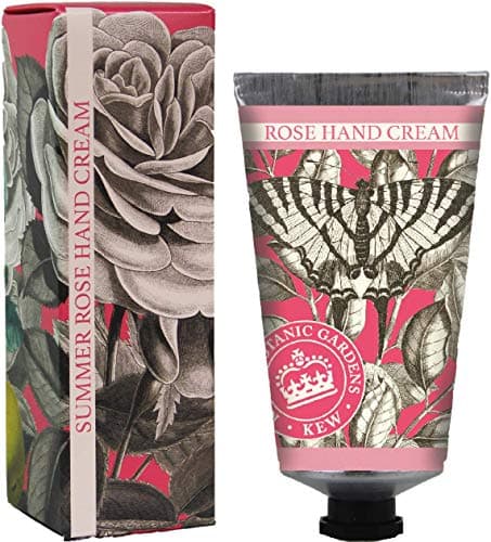 Image of The English Soap Company Kew Gardens Summer Rose Hand Cream - Moisturising Hand Cream with Aloe Vera, Shea Butter & Beeswax, Floral Rose Scent, Cruelty-Free, Recyclable Tube, Made in England - 75ml
