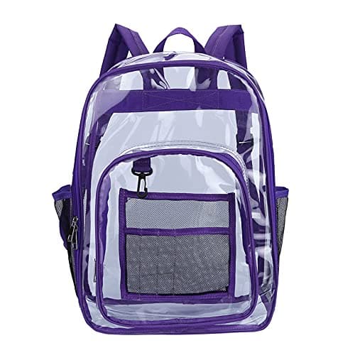 Image of VURGER Clear Backpack Men Women Heavy Duty PVC Plastic Transparent Casual Rucksack School Backpack See Through Bookbags for Teen Girls Boys (Purple)