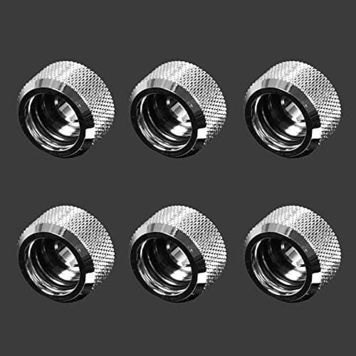 Image of Barrow G1/4-16mm OD Twin Seal Hard Tube Compression Fitting - Shiny Silver (6 Pack)