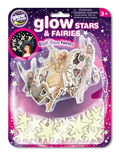 Image of The Original Glowstars Company Glow In The Dark Stars & Fairies – 35 Glitter Stars and 8 Colourful Fairy Stickers, Self-Adhesive Room Decor for Kids’ Bedroom Ceiling & Wall