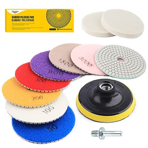 Image of 11PCS Diamond Polishing Pads Kit for Granite Stone Concrete Marble Grinding Discs Set, 4 inch Polisher Wheel Disc for Polisher & Grinder, Mixed Grits 50, 100, 200, 500, 800, 1500, 3000, 6000