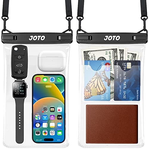 Image of JOTO Large Waterproof Phone Pouch, IPX8 Big Dry Bag Underwater Phone with Lanyard for iPhone 17 Air 16 15 14 13 Pro Max, Galaxy S24 Ultra S23 S22, Waterproof Wallet for Beach- 2 Pack, Black