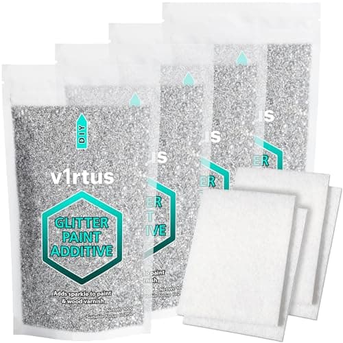 Image of Silver Glitter Paint Additive 400g with 4X Buffing Pads | Additive for Glitter Paint Walls, Add to Interior & Exterior Paint, Emulsion, Varnish | v1rtus