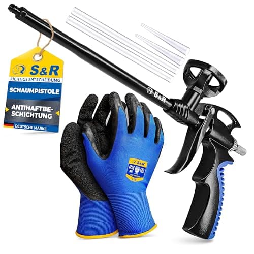 Image of S&R PU Foam Gun Set 345 mm, PU Construction Foam Gun PTFE Fully Coated, Professional Mounting Foam Gun Non-Stick Ergonomic Precise Dosing, Industrial Quality Foaming Gun