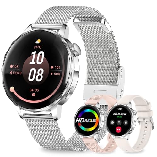 Image of fitonyo Smart Watches for Women,1.27" High Clear 3D Curved Smart Watch with Bluetooth Calls,HR/Steps/Calories/BP/Sleep Monitor,120+ Sports IP68 Activity Tracker Android&iOS Silver