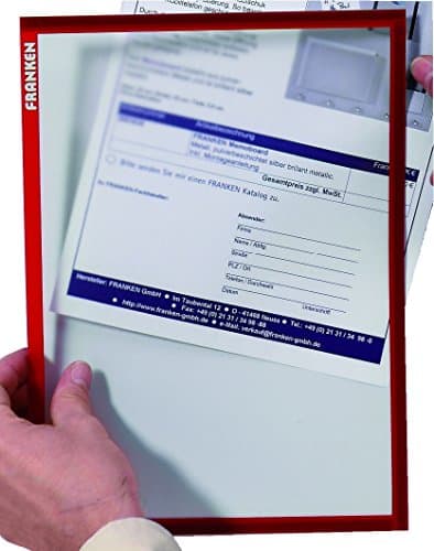Image of FRANKEN Frame It ECO ITH4M/10 01 Document Holder DIN A4 Magnetic Pack of 10 Red