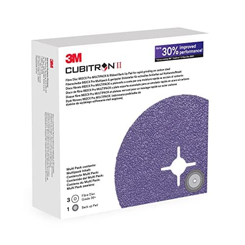 Image of 3M Cubitron II Fibre Disc 982CX Pro, 36+, Slotted Disc with Ribbed Back-up Pad, 125 mm