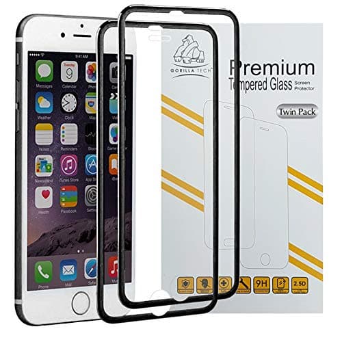 Image of Gorilla Tech Premium Twin Pack Apple iPhone 8 and iPhone 7 Full Tempered Glass Screen Protector Invisible Shield Crystal Clear HD Quality Aluminium Alloy Edge to Edge Full Screen Cover Protection 9H