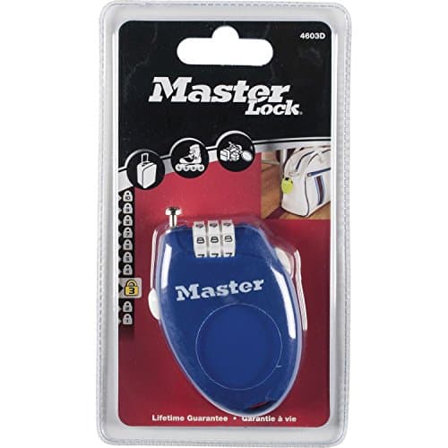Image of Masterlock Retractable and Resettable Cable Lock - Black, 70 x 2 mm
