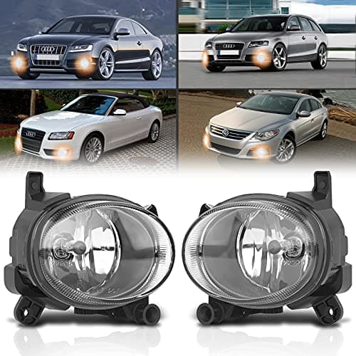 Image of TangMiGe Fog Lights Compatible with Audi A1 A5 A6 Q3 A4 Wagen, 8X 8K2 8K5 8T 8F 4G2 4G5 4GH 8UB 8UG, Volkswagen VW Passat CC 357, 06/2007-12/2014, 1 Pair (Clear)