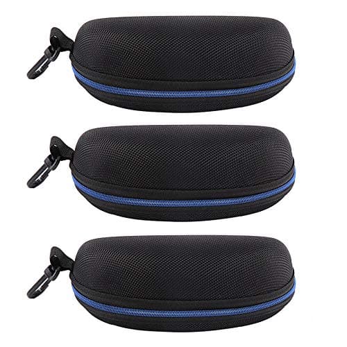 Image of EKdirect 3pcs Sunglasses Case Hard Protective Eyewear Eyeglasses Glasses Box with Zip Hook (Blue)