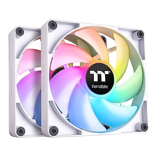 Image of Thermaltake CT120 ARGB Sync PC Cooling Fan White (2-Fan Pack), 5V Motherboard Sync, 16.8 Million Colors 9 Addressable LEDs, 120 mm Hydraulic Bearing Case/Radiator Fan, CL-F153-PL12SW-A