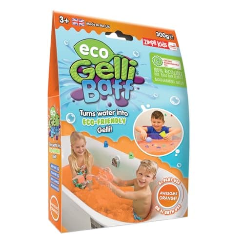 Image of ZIMPLI - Eco Gelli Baff Orange, 1 Bath or 6 Play Uses, Just Add Water to create colourful goo, Eco-Conscious Bath Toy, Certified Biodegradable