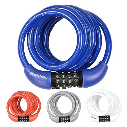Image of Master Lock Bike Cable Lock, Combination, 1.8 m Coiling Cable, Outdoor, Random Color 8221EURDPROCOL - Use with All Kinds of Bike, Skateboards, Strollers, Lawnmowers and Other Outdoor Equipment