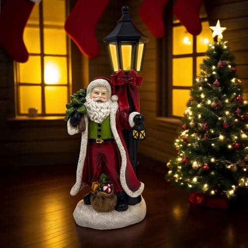 Image of Christmas Santa Light for Xmas Party Decoration Christmas Ornament Christmas Tree Claus Santa Snowy Ground Lamp Winter with Box for Home Table Garden ATR Decor