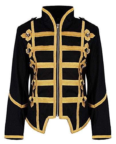 Image of Ro Rox Ladies Steampunk Military Drummer Parade Jacket Emo Punk Women’s Jackets Gothic Clothing, Black & Gold, L