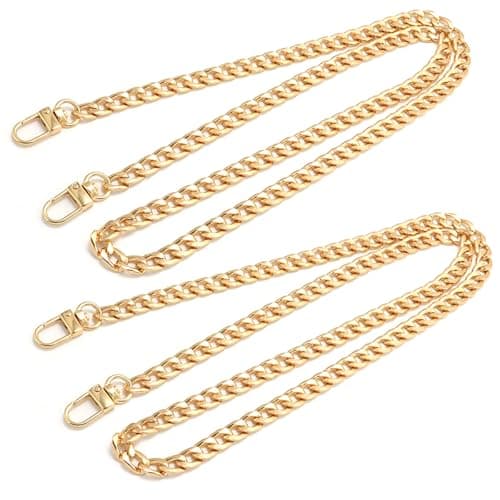 Image of Gold Bag Chain Strap 120cm Long Handbag Chain Shoulder Bag Straps Metal Replacement Chains Strap for DIY Handbags Crossbody Bags 2 Pcs