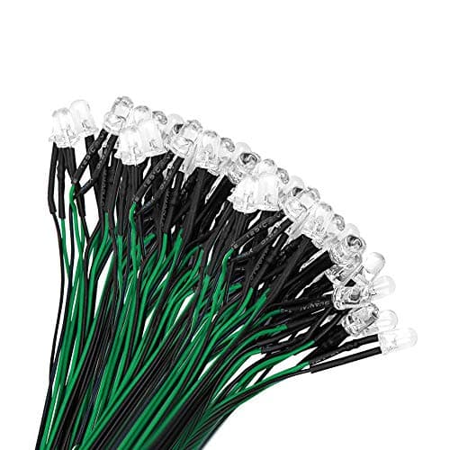 Image of YIXISI 50 PCS 5mm LED Diodes Light, Ultra Bright 12V 20cm Pre Wired, Green
