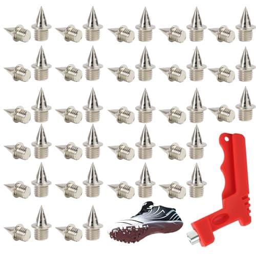 Image of 50pcs 6mm Track Spikes, Stainless Steel Running Shoe Spikes, Athletics Sprinting Spikes for Shoes With Wrench Track Replacement Cricket for Sports Field Sprint Country Competition Training (Silver)