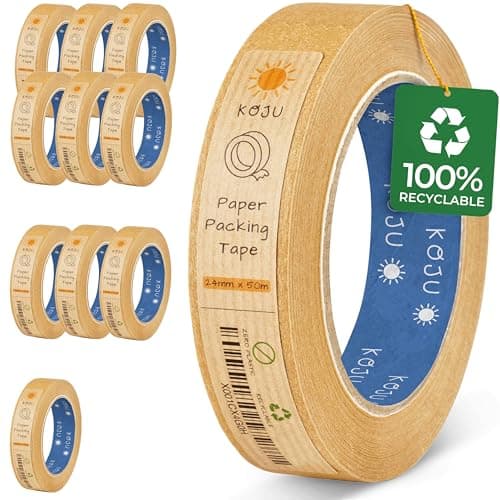 Image of Koju Kraft Paper Packing Tape 24mm x 50m | 1/3/6/36 packs | Eco Friendly & Recyclable Brown Paper Tape for Parcel Packing & Picture Framing | 1 Pack