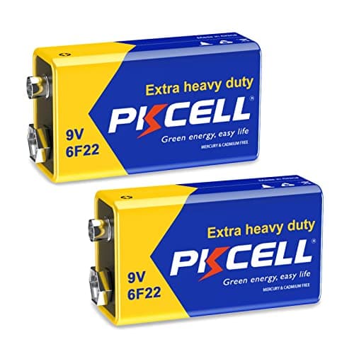Image of PKCELL 9V Battery, Block Battery, 6F22 Batteries for Smoke Detector, Radio Camera, Toy, Pack of 2