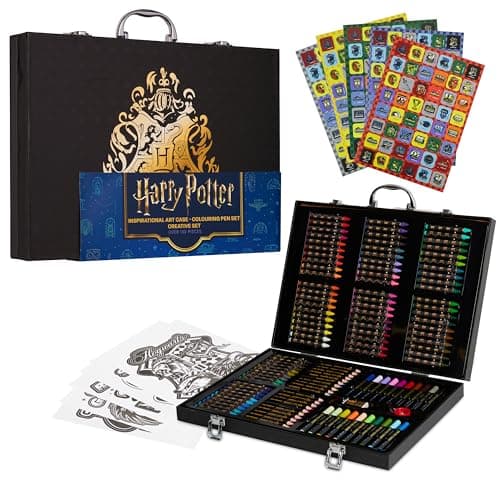Image of Harry Potter Art Set for Kids, Art Supplies Paints Colouring Pens Colouring Pencils Crayons Travel Carry Case Arts and Crafts, Gifts for Kids (Black)