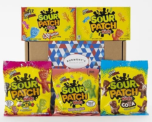 Image of Sour Patch Kids Super American Candy Selection Gift Box - Including Fruit Mix, Heads, Extreme, Watermelon & More - Hamper Exclusive To Burmont's