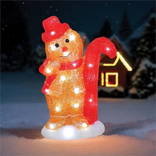 Image of Xmas Haus Acrylic Festive Christmas 30CM Warm White LED Gingerbread Man Battery Operated, Outdoor Holiday Decoration