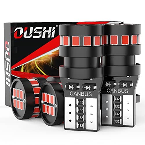 Image of OUSHI W5W LED Bulb, Canbus Error Free T10 501 194 168 2825 12V Replacement Bulbs for Car Interior Dome Map Door Courtesy License Plate Lights, Brilliant Red(Pack of 4)