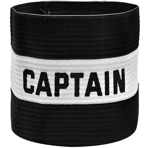 Image of LICQIC Captains Armband, Elastic Sports Arm Band, Adjustable Captain Armbands, for football, hockey, rugby and many other sports (Design A, Black)