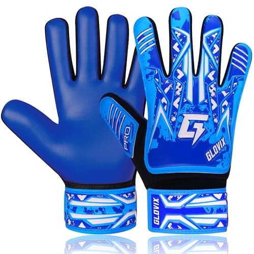 Image of GLOVIX Kids Goalkeeper Gloves for Boys & Girls–Junior Football Goalie Gloves with Super Grip Latex Palm, Breathable Mesh & Secure Wrist Strap–Youth Soccer Gloves for Training & Matches (Cyan Blue, 4)