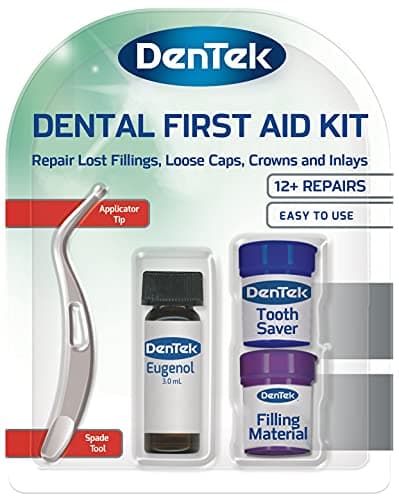 Image of DenTek First Aid Kit, Home Temporary Dental Repair Kit for Repairing Lost Fillings or Securing Loose Caps, Crowns or Inlays with Spade Tool