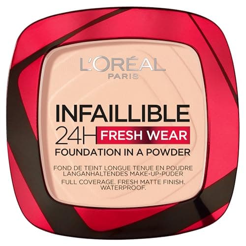 Image of L'Oreal Paris Foundation, Infallible 24H Fresh Wear Foundation in a Powder, longwear coverage, mattifying finish, Water, Sweat and Heat Resistant, Shade 180 Rose Sand, 9g