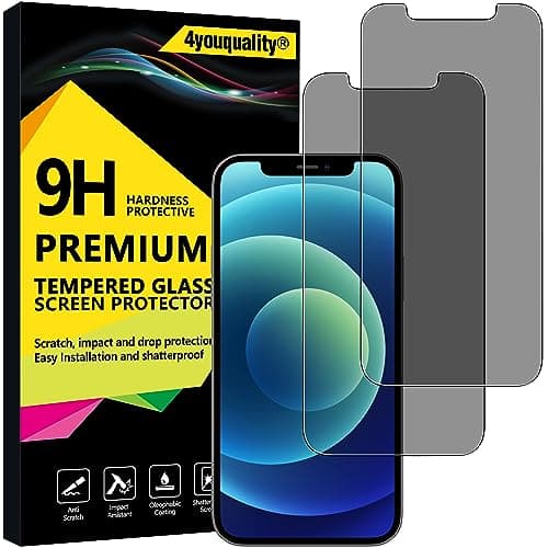 Image of 4youquality Privacy Screen Protector for iPhone 12 Mini, 5.4-Inch, Anti Spy Tempered Glass Film, 2-Pack, [LifetimeSupport][Anti-Spy][Impact-Resistant][Anti-Scratch]