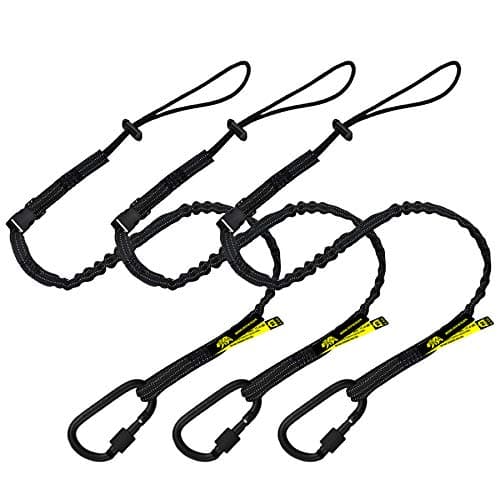 Image of BearTOOLS Interchangeable Quick Switch Tool Safety Lanyard – 3 in 1 - Safety Fall Protection – Aluminium Screw Lock – Twin Locking Attachments - Ultra-Sturdy (Black 10PK)