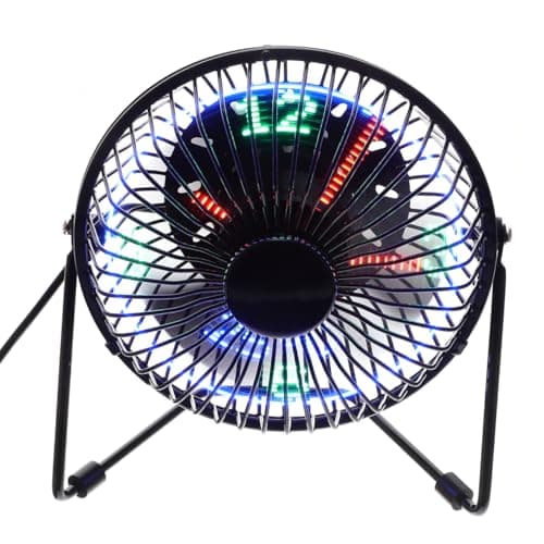 Image of iplusmile Small Fan with Clock, Desk Clock Fan Portable LED Creative Metal Cooling with Realtime Calendar Temperature Display for Home Office